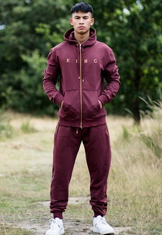 TENNYSON GOLD TRACKSUIT BOTTOMS - OXBLOOD RED