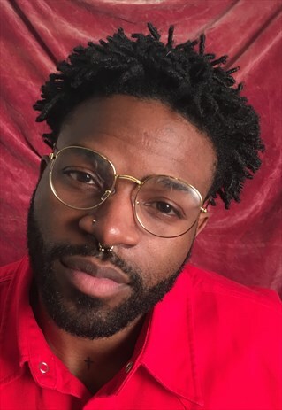 GOLD VINTAGE STYLE FRAME CLEAR LENS GLASSES
