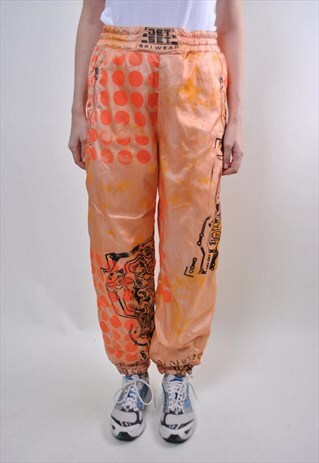 POLKA DOT PRINT VINTAGE ORANGE SKI SUIT TROUSERS