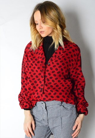 VINTAGE 90S RED SEE THROUGH LONG SLEEVE BLOUSE
