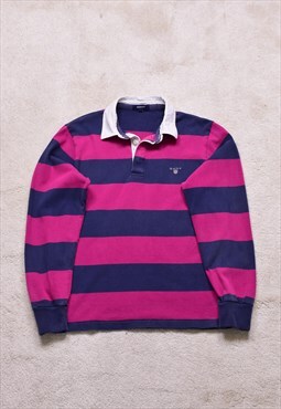 Gant Purple Navy Striped Rugby Polo Top
