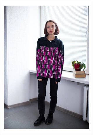 VINTAGE 80'S BLACK PATTERNED TOP