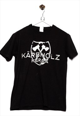 Vintage Fruit of the Loom T-Shirt Karbholz Karma Print Black