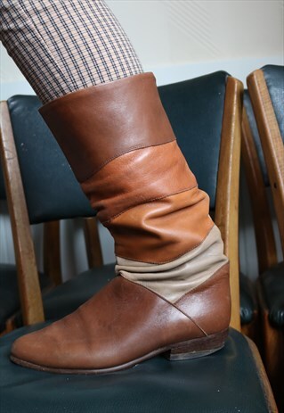 SLOUCHY PATCHWORK LEATHER BOOT