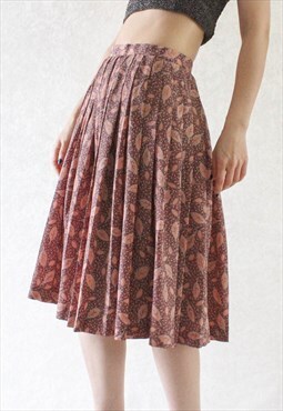 Vintage skirt leaf pink lila T316