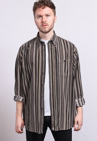 VINTAGE CORDUROY CORD STRIPED SHIRT