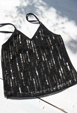 Black tulle embellished/sequin top.