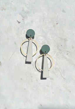 Handmade Sage Geometric Earrings Modern Hypoallergenic