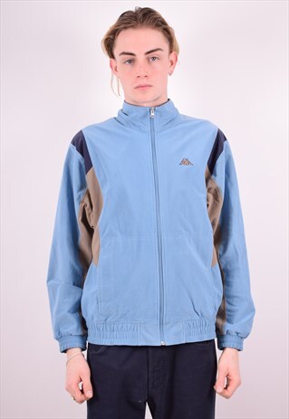KAPPA MENS VINTAGE TRACKSUIT TOP JACKET MEDIUM BLUE 90S
