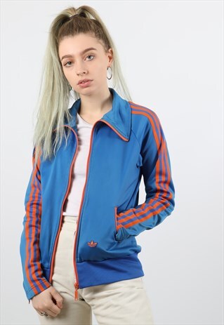 VINTAGE ADIDAS SMALL BLUE BRASIL FESTIVAL TRACK JACKET