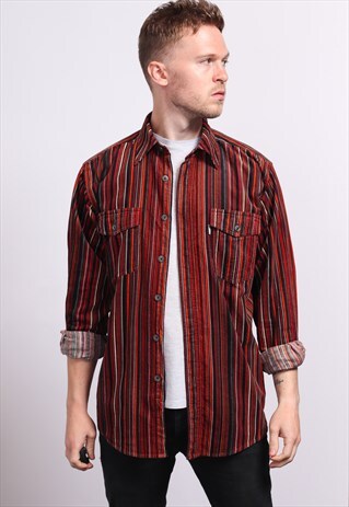 VINTAGE CORDUROY CORD STRIPED SHIRT