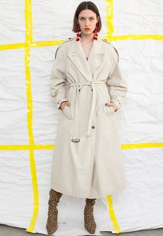 VINTAGE WHITE MAXI TRENCH COAT