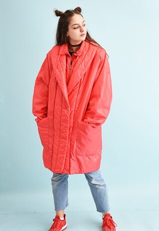 80'S RETRO ATHLEISURE PUFFER PARKA COCOON SHAPED COAT