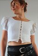 Vintage 90s Boho Prairie Top in Cream Lace