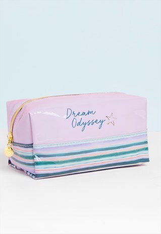 DREAM ODYSSEY STRIPE LILAC SQUARE COSMETIC BAG