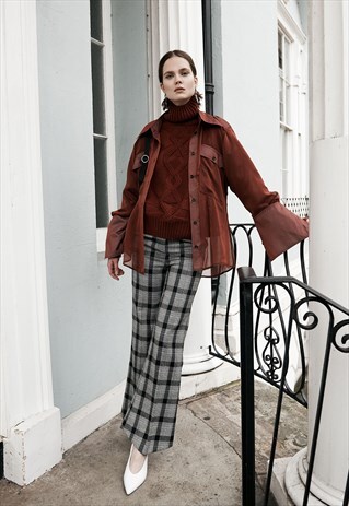 SLIM TAILORED TROUSERS IN GREY CHECK