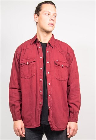 VINTAGE 90'S DARK RED MAROON WESTERN SHIRT