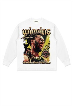 White Wiggins  Long Sleeve fans T shirt tee NBA