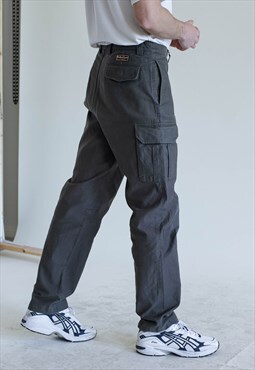 Vintage 90s Malboro Solid Multi Pocket Cargo Pants in Grey
