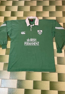 Vintage 90s Canterbury Ireland Long Sleeve Polo Shirt Rugby