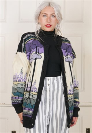 RETRO 80S OVERSIZED FUNKY CARDIGAN JUMPER
