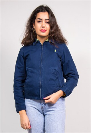 90'S VINTAGE NAVY BLUE RALPH LAUREN BOMBER STYLE JACKET