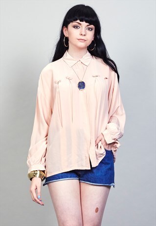 VINTAGE NUDE PINK SILK SHIRT