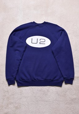 Vintage 90s Screen Stars U2 Navy Double Print Sweater
