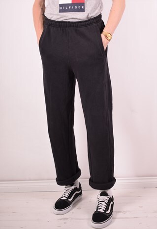 CHAMPION MENS VINTAGE TRACKSUIT TROUSERS MEDIUM BLACK 90S