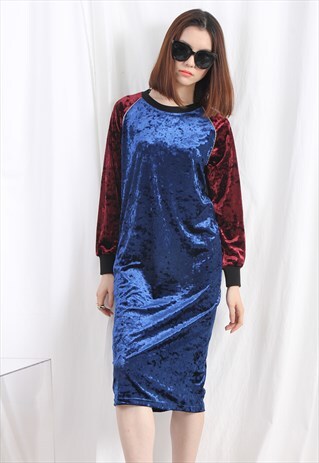 (KOREAN) 2 TONE VELVET DRESS