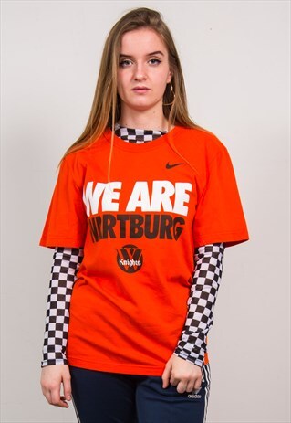 NIKE VINTAGE 90'S ORANGE WARTBURG COLLEGE USA T-SHIRT