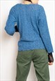 VINTAGE KNITTED JUMPER 90S LACE FAIRY SWEATER IN BLUE