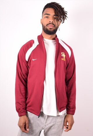NIKE MENS VINTAGE TRACKSUIT TOP JACKET MEDIUM MAROON 90S