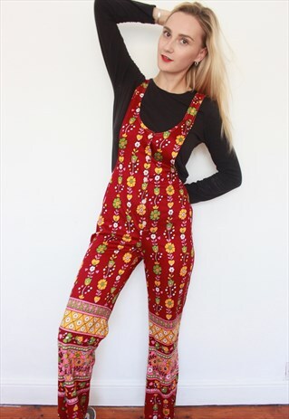 VINTAGE 80S FLORAL PATTERN MUMMIA-MIA FLARED JUMPSUIT
