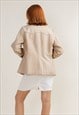 VINTAGE 90S GRUNGE MINIMAL BUTTON UP LEATHER JACKET IN BEIGE