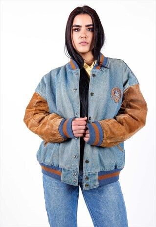 VINTAGE RARE SIEGFRIED AND ROY BOMBER DENIM JACKET J3017