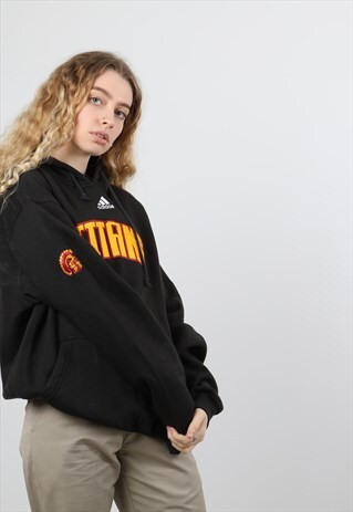 VINTAGE ADIDAS MEDIUM BLACK EMBROIDERED LOGO HOODIE