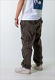 BROWN 90S BAGGY HIP HOP  CARGO SKATER TROUSERS PANTS JEANS