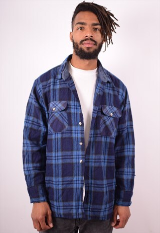 MENS VINTAGE LUMBERJACK SHIRT XL BLUE CHECK 90S