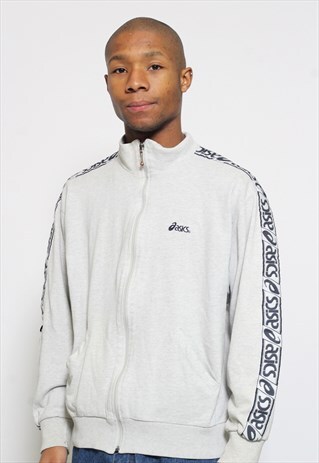 VINTAGE ASICS FULL ZIP TAPE LOGO SWEATSHIRT