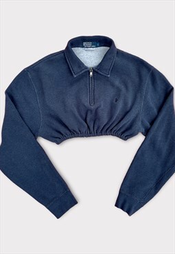 Vintage Ralph Lauren Navy Blue Crop Pullover (XS-M) 