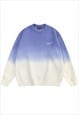 GRADIENT SWEATER TIE-DYE JUMPER KNITTED PREPPY TOP IN BLUE