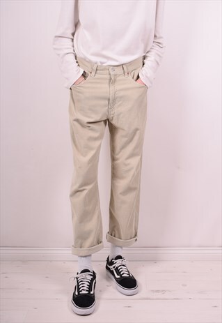 LEVI'S 505 MENS VINTAGE CORDUROY TROUSERS W34 L29 BEIGE 90S