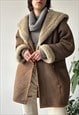 VINTAGE Y2K 00'S CLASSIC UNISEX OVERSIZED LIGHT BROWN COAT