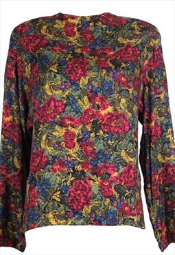 Vintage 70s Blouse Mod Romantic Bohemian Floral Long Sleeve 
