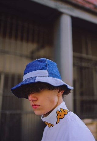 denim bucket hat outfit