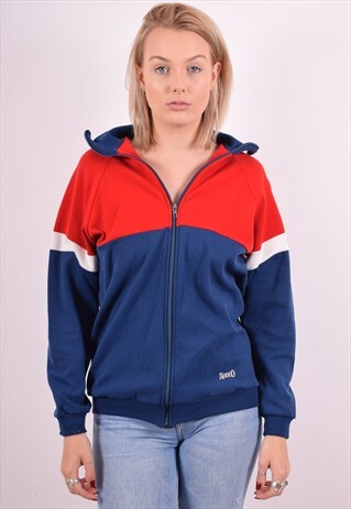 WOMENS VINTAGE TRACKSUIT TOP JACKET LARGE BLUE 90S