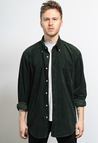 VINTAGE CORDUROY CORD SHIRT GREEN