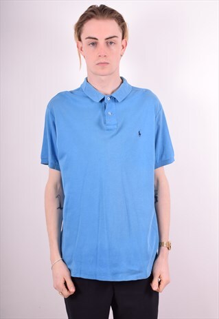 POLO RALPH LAUREN MENS VINTAGE POLO SHIRT XL BLUE 90S