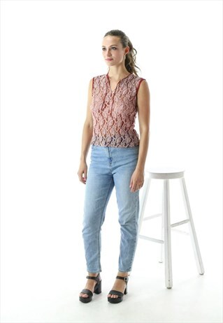 ABSTRACT LACY TOP / LACED SEE THROUGH TANK TOP